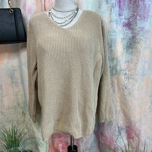 VTG📌 Jörg Peterson V-Neckline Cotton Blend Knitted Pullover - Sweater